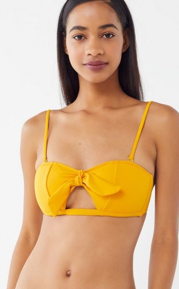 tie front bandeau bikini top